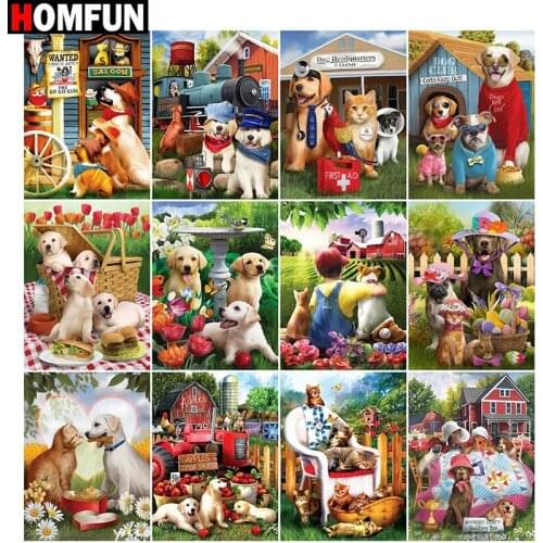 HOMFUN Full Square/Round Drill 5D DIY Diamond Painting "Cartoon dog " Embroidery Cross Stitch 5D Home Decor Gift