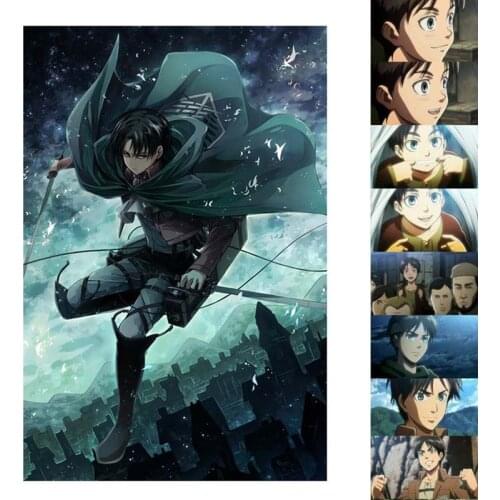 Classic Anime Attack on Titan Eren Jaeger Eren Portrait Collection Poster Coated Paper Bar Cafe Decor Wall Sticker 42X30cm