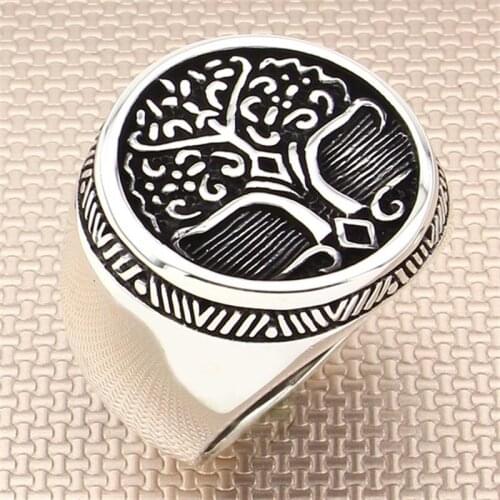 Sterling Silver Ring 925 For Men For Women Handmade Tree of Life Design Gift For Him Mens Rings Turkish Jewelry
