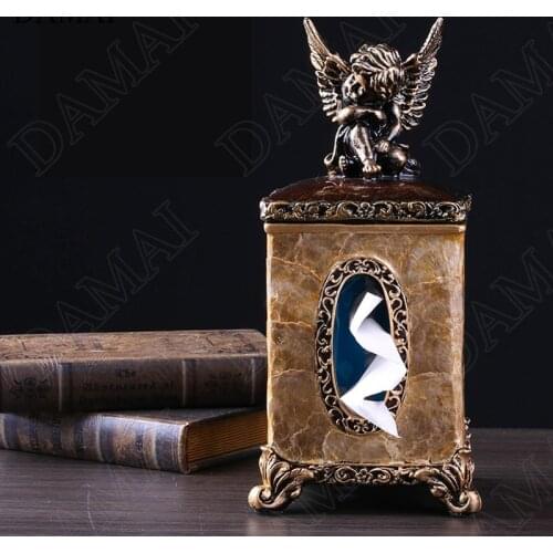 Vintage Angel Baby Decorative Tissue Boxes Nordic Resin Shell Paper Towel Storage Box Living Room Desktop Ornaments Home Decor