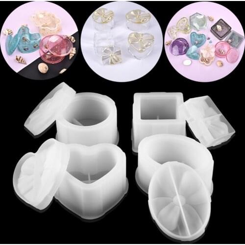 Crystal Storage Box Resin Silicone Mold Jewelry Making Heart Shape Cut Mold For DIY Resin Epoxy UV Gift Box Jewelry Tools Mold