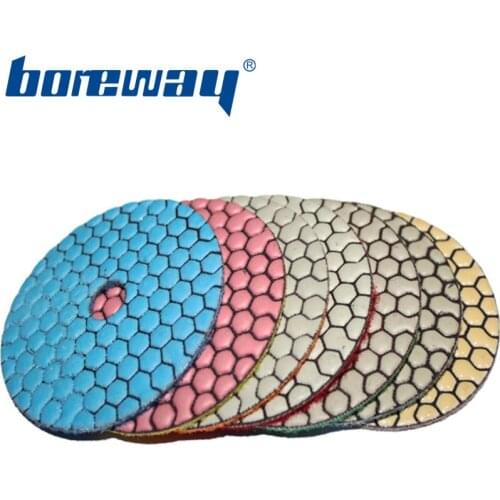 Boreway High Quality 4inch 100mm Resin Bond Hexagon Diamond Dry Polishing Pad For Polishing Granite Marble Artificial Stone