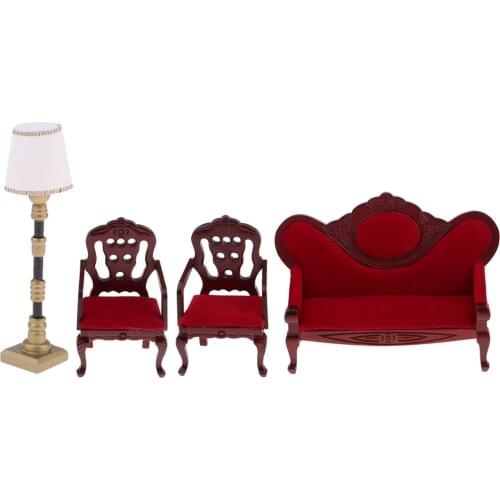 Retro 1/12 Dolls House Miniature Furniture Living Room Sofa Chair Floor