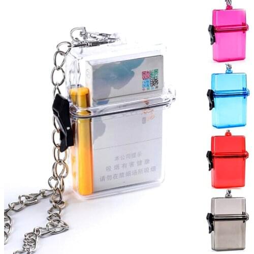 Fashion Transparent Cigarette Case Acrylic Metal Chain Pendant Hanging Bag Waterproof