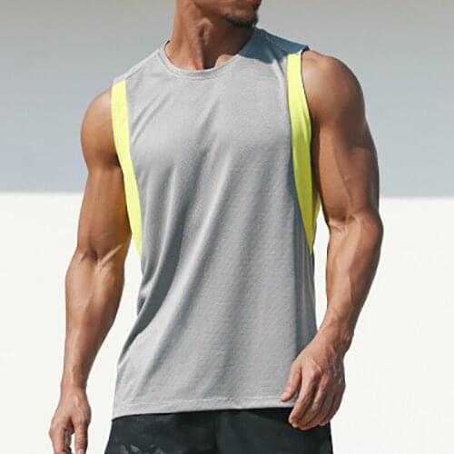 Mens Summer Training Gym Sleeveless T-shirt 2021Fashion Quick-drying Sports Vest Jogging Mens Sports Vest
