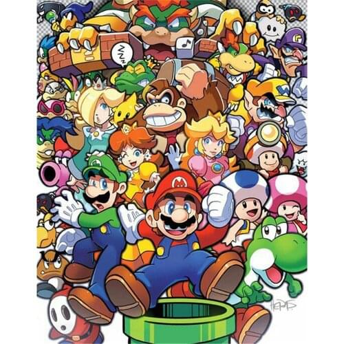 Carton Mario DIY Cross Stitch 11CT Embroidery Kits Craft Needlework Set Printed Canvas Cotton Thread Home Decoration Sale