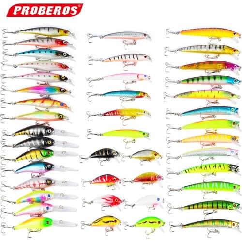 43pcs/lot Proberos Fly Fishing Lure Set Hard Bait Jia Lure Wobbler Carp Mixed Models Minnow Fishing Tackle Free Shipping