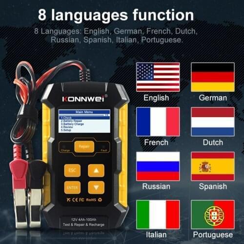 New KW510 12V Car Battery Chargers 5A Car Battery Tester Power Bank for Car Battery Vehicle Battery Testing Charging Tools