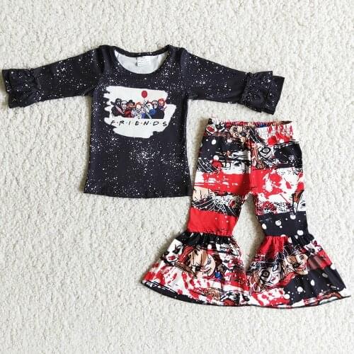 New Fashion Baby Girls Designer Clothes Halloween Kids Friends Clothing Bell Bottom Pants Fall Outfits Toddler Kid Baby Clothing