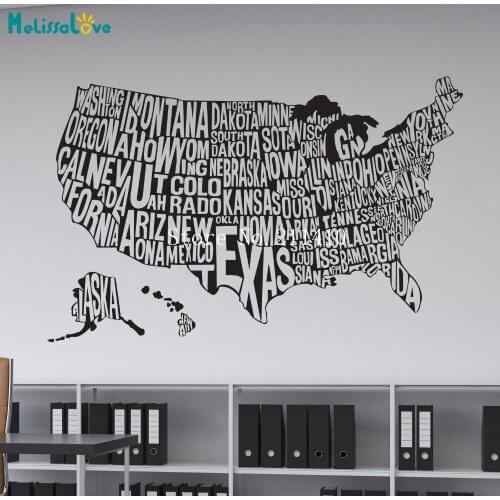 New Design Word Vinyl Wall Decal Sticker Home Decoration Living Room Bedroom United States Map Removable Art Murals Gift YY776