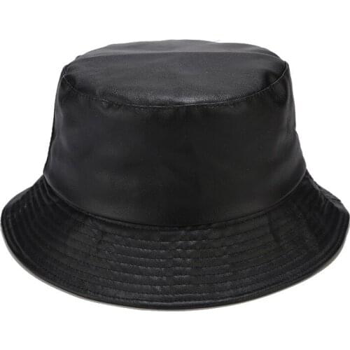 2020 Solid Color Pu Bucket Hat Fisherman Hat Outdoor Travel Hat Sun Cap Hats for Men and Women 137