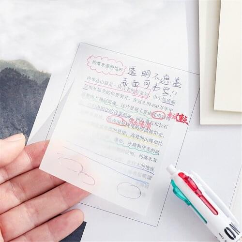 50sheets Ins Style Transparent Memo Pads Simple Sticky Notes DIY Scrapbooking Planner Journal Decorations Stationery Stickers