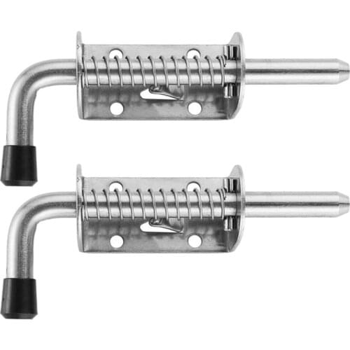 HLZS-2Pcs 5 Inch Stainless Steel Spring Loaded Latch Pin Barrel Bolt 2mm Thickened Door Lock Brushed