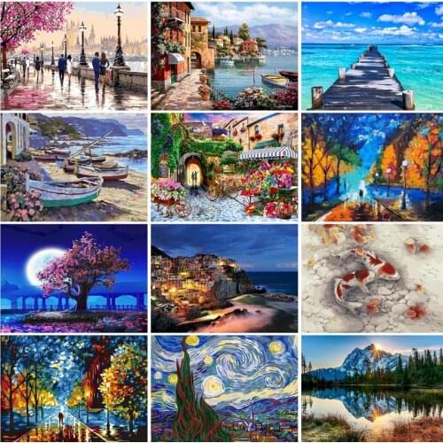 Hot selling diy oil painting by numbers acrylic paint by number kits oil painting For Home Decor