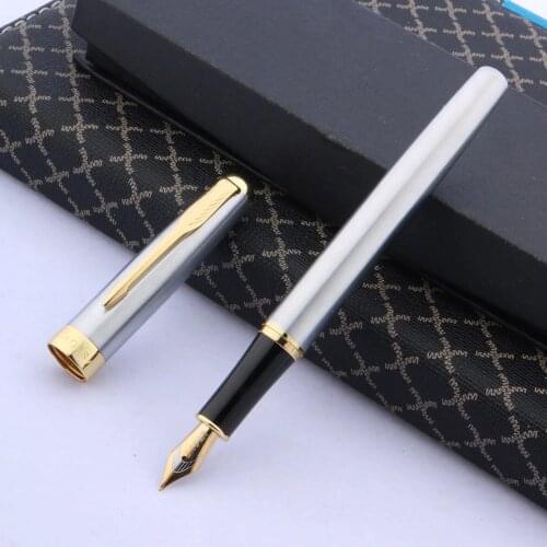High Quality baoer 388 Silver And Golden Clip fountain Pen Business Stationery Office Supplies