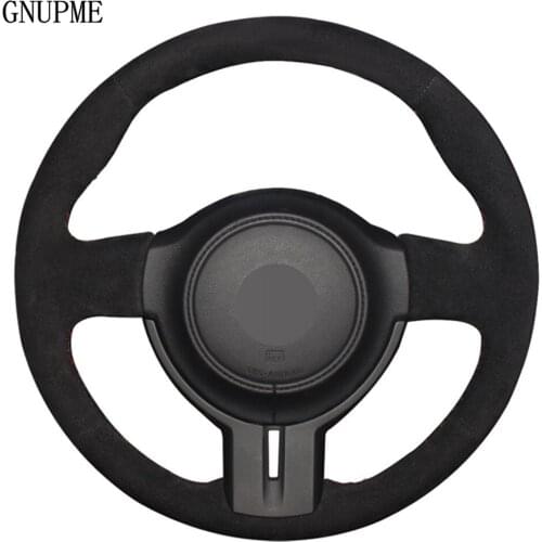 Hand-stitched Black Genuine Leather Suede DIY Car Steering Wheel Cover For Toyota 86 2012-2015 Subaru BRZ 2012-2015 Scion FRS