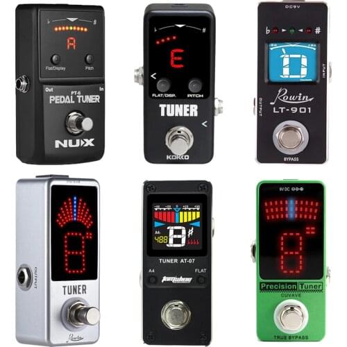 NUX PT-6 Tuner Mini Chromatic Guitar Tuner Pedal Tuner LCD/LED Display True Bypass AROMA AT-07 Guitar Pedal Rowin LT-910