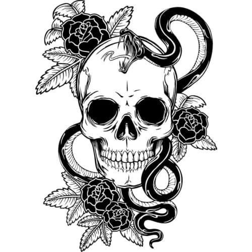 Flower Skull Car Sticker Waterproof Personalized Decal Laptop Suitcase Truck Motorcycle Auto Accessories PVC,17cm*12cm