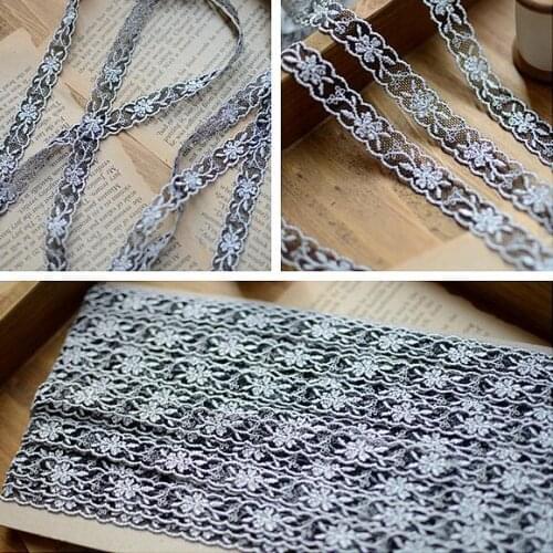 5 Meters Embroidered White With Black Venice Lace Trim Crafts Sewing Craft 11mm Width