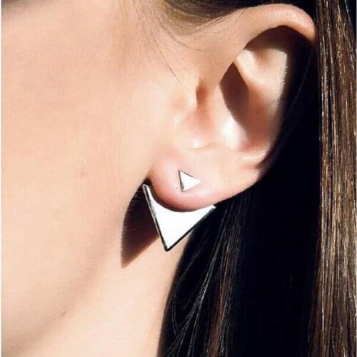 New Summer Style silver Plated Triangle Stud Earrings For Women Fine Jewelry bijoux brincos