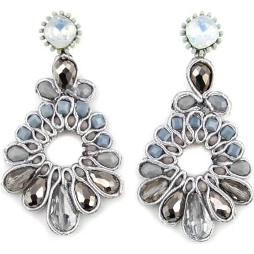 Handmade Teardrop Crystal Pendant Statement Dangle Earrings for Women Florate Brand Rope Braided Bead Fashion Drop Earrings New