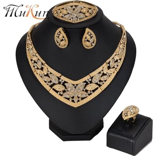 MUKUN nigerian wedding woman accessories jewelry set Brand Dubai Gold Jewelry Set Wholesale Fashion African Beads Jewelry set