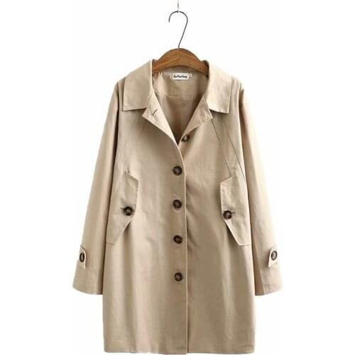 Plus size Cotton black khaki women loose long trench coats 20201 new spring winter casual ladies coat female