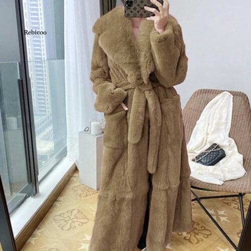Winter Women Parka Fur Coats Thick Outwear Warm Long Faux Fur Jacket Female Temperament Slim Overcoat Plus Size S-5Xl