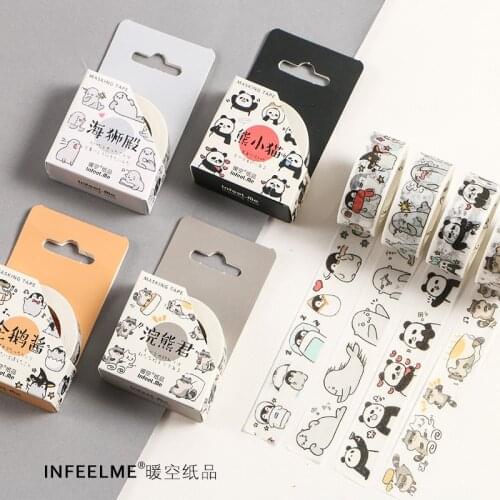1pc Cute Seal Panda Hamster Animals Masking Washi Tape Decorative Adhesive Tape Decora diy Scrapbooking Sticker Label Stationery