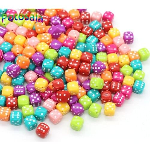 Potosala100Pcs New Acrylic Letters Beads Square Dice Small Hole DIY Children Kid Bracelet Pendants Jewelry Making 8x8x8mm