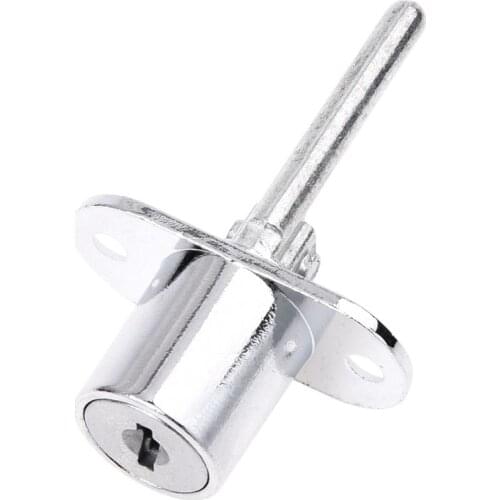 19mm Cylinder Head Diameter Silver Tone Metal Drawer Plunger Lock with 2 Keys