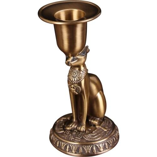 2PCS/Pair Creative Egyptian Cat God Candlesticks Metal Candelabros Crafts Wedding Home Decoration Accessories Candle Holder