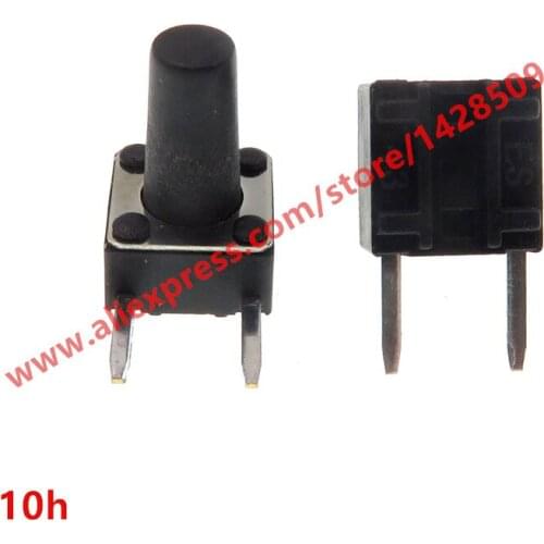 200PCS/LOT 6X6mmX10mm Black Mini Push Button MomentaryTact Button Switch Copper Side Two Pin DIP
