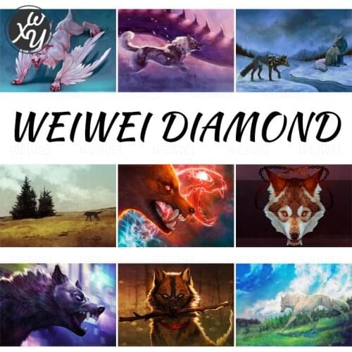 Wolf Diamond Painting Kit Animal Diamond Paintings Full Square Drill Cross Stitch Diamond Painting Fantasy Mosaic for Home Decor