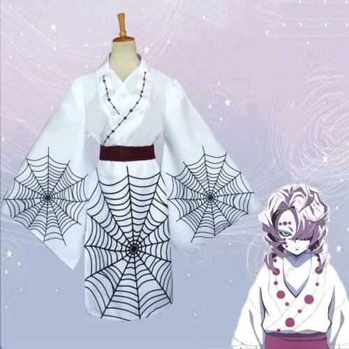 Anime Comic Demon Slayer Kimetsu no Yaiba Cosplay Costumes Rui Cosplay Costume Uniforms Suits Blade Of Demon White Kimono