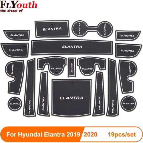 Car Anti-Slip Gate Slot Cup Mats For Hyundai Elantra 2019 2020 Accessories Non-Slip Mat Car Sticker Interior Door Pad 19pcs/set