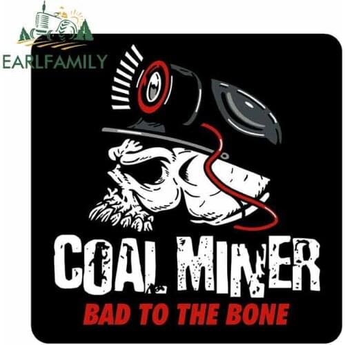 EARLFAMILY 13cm x 13cm For Coal Miner Car Door Decoration Decal Motorcycle Car Stickers Windshield Occlusion Scratch