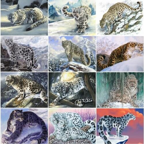 EverShine Diamond Painting Animal Cross Stitch Diamond Mosaic Winter Picture Of Rhinestones Leopard DIY Needlework Handmade Gift