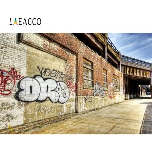 Laeacco Graffiti Brick Wall Town Street Child Portrait Scenic Photographic Backgrounds Photography Backdrops For Photo Studio