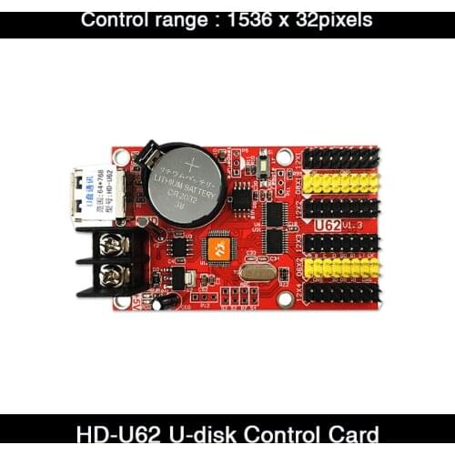 HD-U62 Huidu U-disk LED Control Card Single & Dual Color LED Display Controller 2*HUB08 4*HUB12 Port