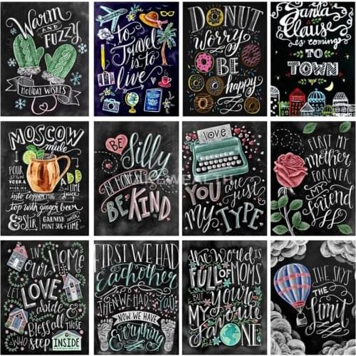 Blackboard Drawing Flower Diamond Painting Full Square Picture Mosaic Rhinestone 5D Diamond Embroidery Home Decoration ll473