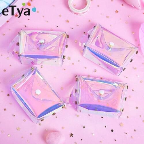 ETya Transparent Coin Purse Women Small Wallet Female Change Purses Mini Childrens Pocket Wallets Key Card Holder PVC Hand bags