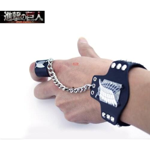 Anime Attack on Titan Cosplay Leather Bracelet Shingeki No Kyojin Cosplay Accessories Props Scouting Legion Men Women Pendant