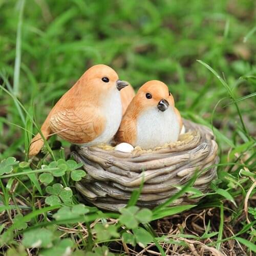 Creative outdoor garden decoration simulation bird cute birds nest balcony flower pot landscape animal ornaments
