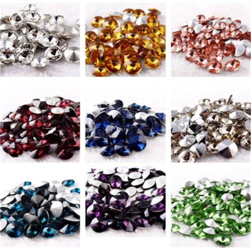 All Sizes 8mm10mm12mm14mm16mm18mm Satellite Glass Rhinestone Colors Glass Crystal Fancy Stone Pointed Back Round Jewelry Stones