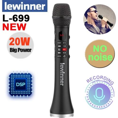 Lewinner L-699 Professional Karaoke Microphone Wireless Speaker Portable Bluetooth microphone for phone support record TF play