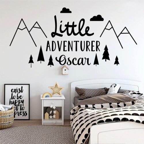 Little Adventurer Name Wall Sticker Custom Name Decals Nordic Style Vinyl Wall Stickers For Kids Room Nursery Bedroom B326