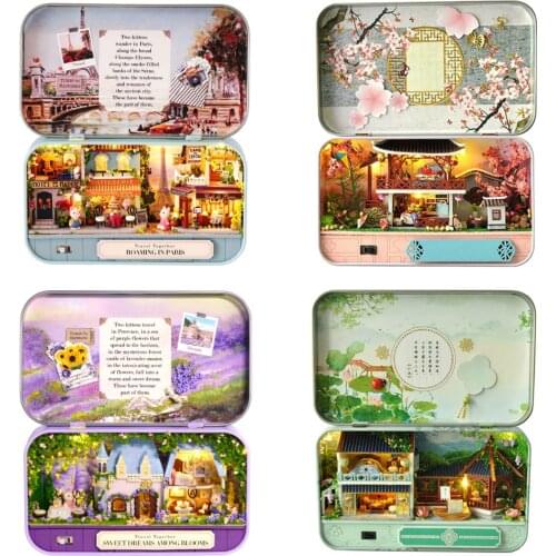 Box Theater DIY Miniature Dollhouse Kits With Light Little Bear Rabbit Furniture Casa Doll House Toys for Children Girls Gifts