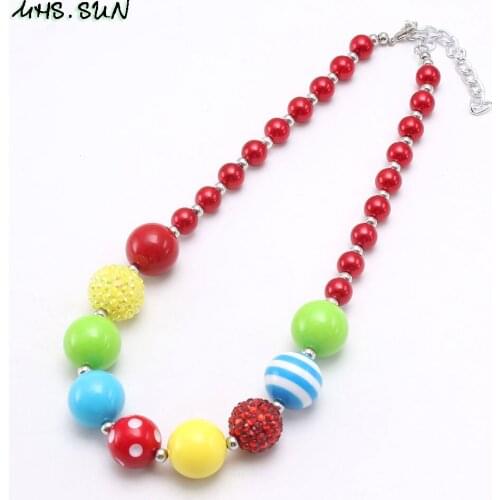 MHS.SUN Fashion baby chunky bubblegum beads DIY Necklace for kids children jewelry girls cute gumball beaded necklace 1pc/lot
