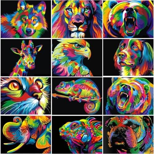 5D DIY Diamond Painting Animal Lion Cat Cross Stitch Kit Full Drill Square Embroidery Mosaic Art Picture Crystal Decor Gift